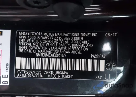 2018 Toyota C-Hr Xle Premium z USA, uszkodzony, nr VIN NMTKHMBX8JR031027